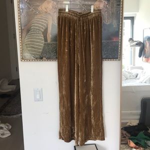 Reformation Gold Velvet Wide Leg Pants